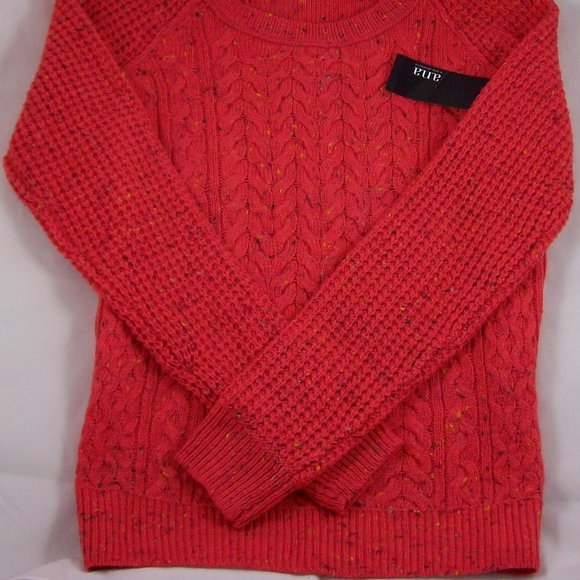 a.n.a  Bright Cayenne Tweed Cable Knit Sweater - Picture 2 of 5